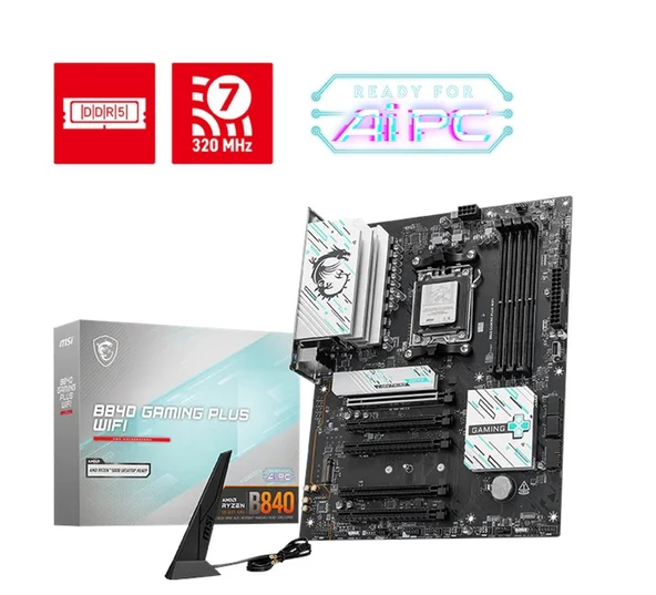 MSI B840 Gaming Plus Wifi AM5 D5 Hdmi Type-C ürün görseli 1