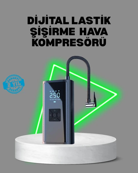 80W Kablosuz Dijital Ekranlı Taşınabilir Lastik Şişirme Pompası ürün görseli 1