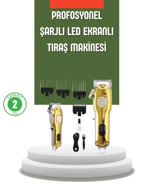Güçlü Motorlu LCD Ekranlı Şarjlı Tıraş ve Şekillendirme Makinesi ürün görseli 1
