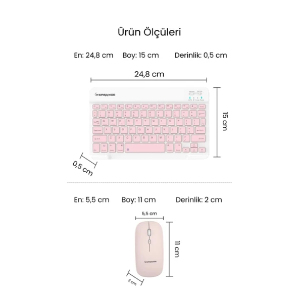 Pembe Kablosuz Klavye Mouse Seti - Resim 3
