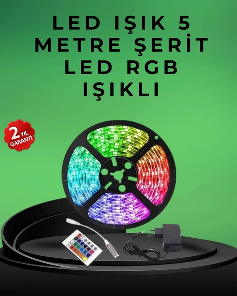Pratik Kurulumlu 5 Metre Kumandalı Şerit LED ürün görseli 1