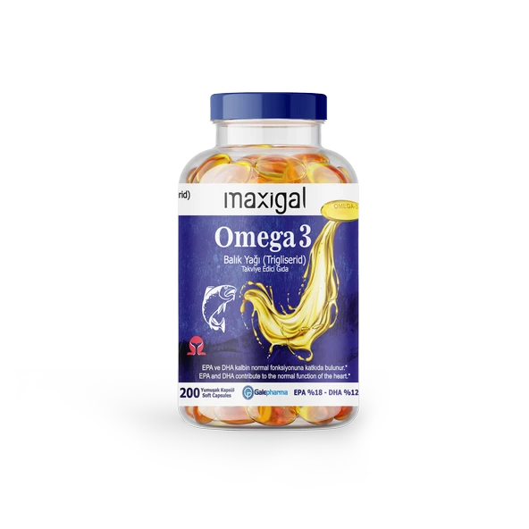 Maxigal Omega 3 Balık Yağı (Trigliserid) 2000mg Takviye Edici Gıda 200 Kapsül ürün görseli 1