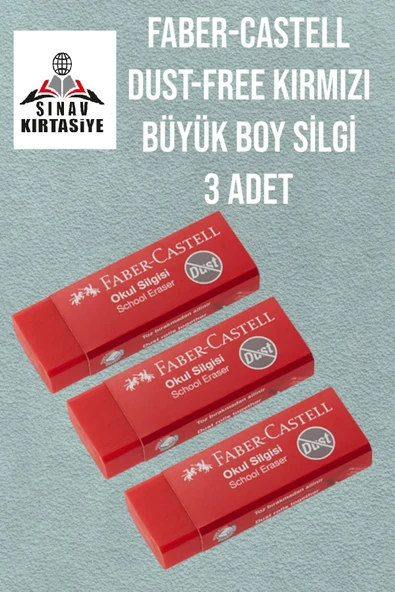 FABER-CASTELL DUST-FREE KIRMIZI BÜYÜK BOY SİLGİ 3 ADET %100 ürün görseli 1