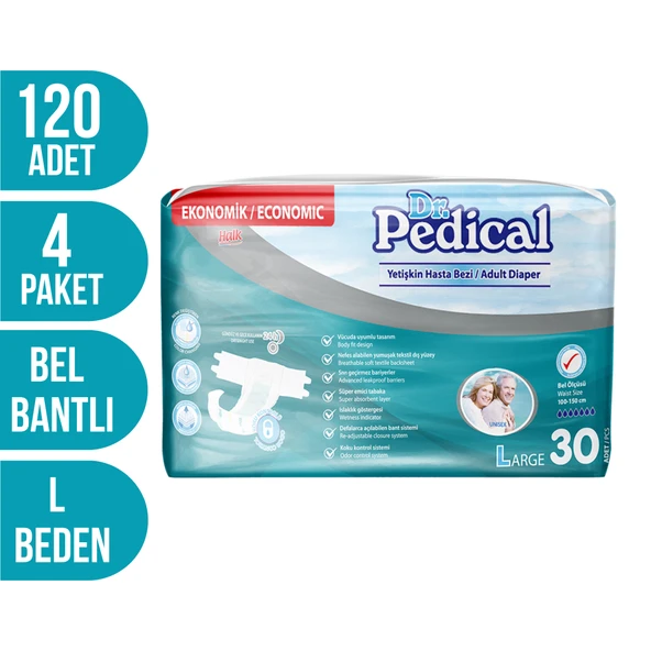 Dr Pedical Yetişkin Hasta Bezi L 30'lu 4 Paket (120 Adet) ürün görseli 1