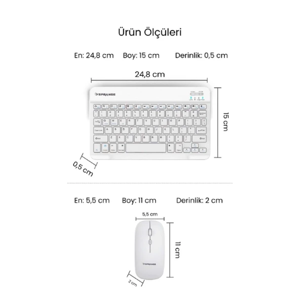 Beyaz Kablosuz Klavye Mouse Seti - Resim 3