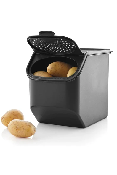 Tupperware 5,5 Lt Maksi Kiler Patates Soğan Saklama Kabı Siyah Kırmızı Etiket ürün görseli 1