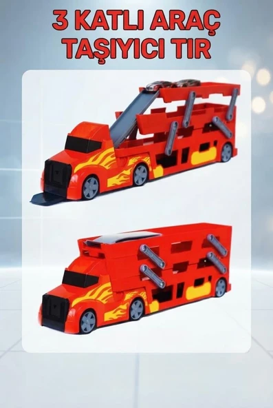 Turbo Power 3 Katlı Araç Taşıyıcı Tır – 37 Araç Kapasiteli Yerli Üretim Rampa Sistemli Oyuncak Tır ürün görseli 1