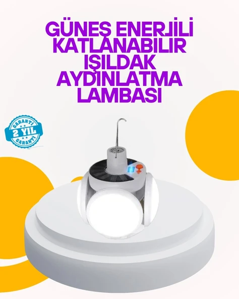 Solar Enerjili Katlanabilir Led Kamp ve Bahçe Lambası ürün görseli 1