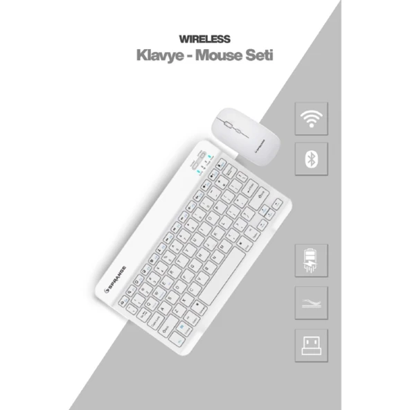 Beyaz Kablosuz Klavye Mouse Seti ürün görseli 1
