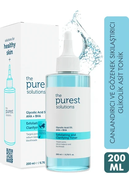 The Purest Solutions Exfoliating Clarifying Glycolic Acid 5% AHA + BHA 200 ml Tonik ürün görseli 1