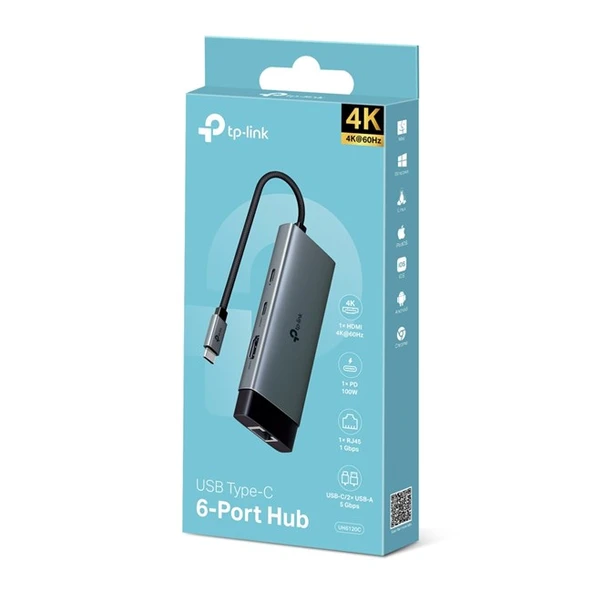 TP-Link UH6120C Type-C 6 Port Hub ürün görseli 1