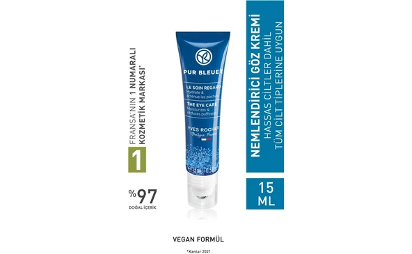 Tüm Ciltler, Canlandırıcı Göz Serumu-Aloe Vera, Şişkinlik ve Torbalanma Karşıtı-Pur Bleuet-15ml ürün görseli 1