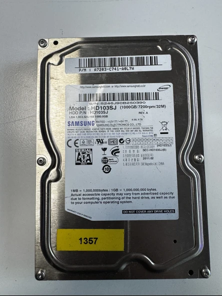 Samsung 1 TB HD103SJ SATA / SATA II (3 Gb/s) 7200 rpm 32 MB ürün görseli 1