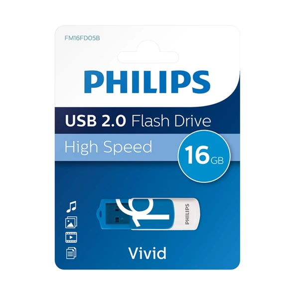 Philips USB 2.0 16GB Vivid Okyanus Mavisi ürün görseli 1