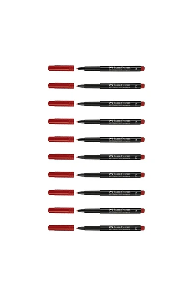 Faber Castell Permanent Asetat Kalemi Cd Kalemi M Kırmızı 10lu ürün görseli 1