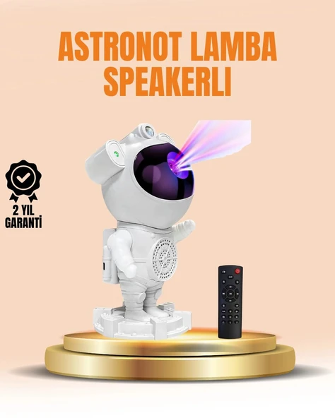 Bluetooth ve Dahili Ses Özellikli Astronot Projeksiyon Lambası ürün görseli 1