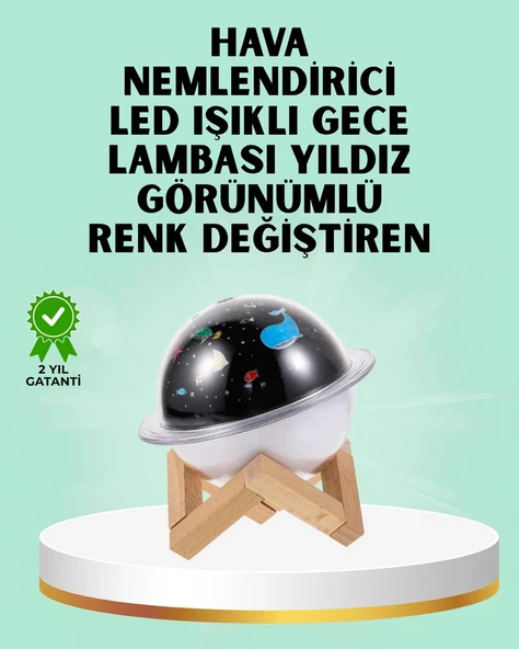 Projektör ışığı bulunan USB bağlantılı mini aromaterapi destekli hava nemlendirici ürün görseli 1