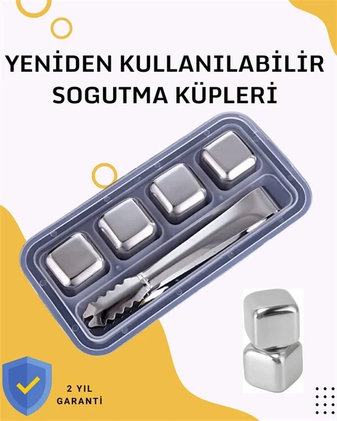 Paslanmaz Metal Buz Küpleri-Çok Amaçlı Kullanıma Uygun ürün görseli 1