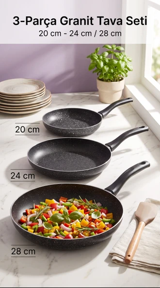 Montella Vivo Granit Tava Seti 3 Parça (20-24-28cm) ürün görseli 1