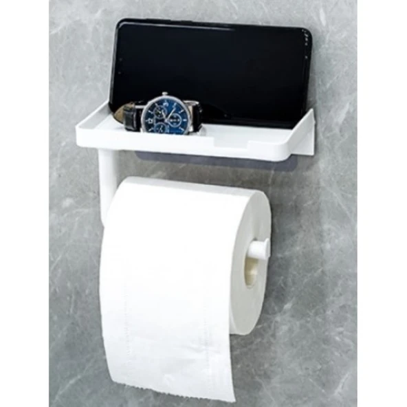 Tuvalet Kağıdı Askılığı - Raflı ve Yapışkanlı - Matkapsız Banyo Aksesuarı ürün görseli 1