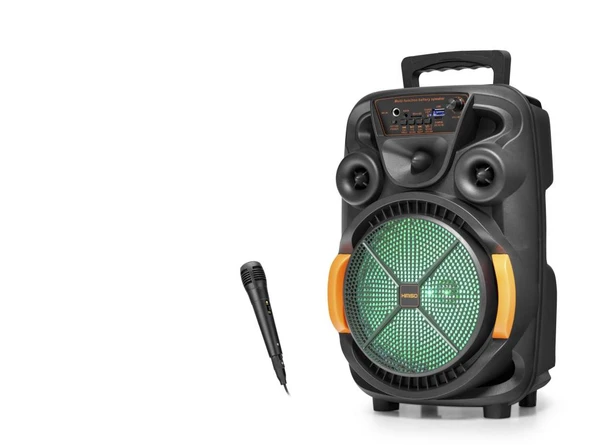 Bluetooth Hoparlör Fm Radyo 8 Inç Usb Tf Aux Rgb Mikrofonlu - Siyah QS4009 ürün görseli 1
