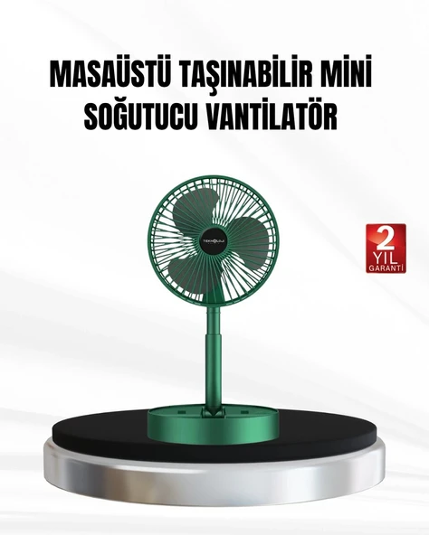 Şarjlı Mini Fan Katlanabilir 3 Hız Ayarlı Taşınabilir Tasarımlı ürün görseli 1