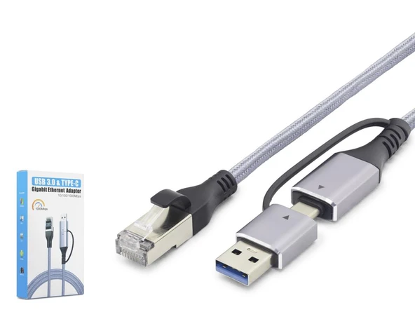Usb 3.0 & Type-C Gigabit Ethernet Adaptör - Gri HDX7876 ürün görseli 1