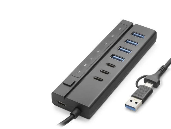 Usb Type-C 3.2 Gen1 Hub Anahtarlı 8 Port 5 Gbps Siyah HDX7062 ürün görseli 1