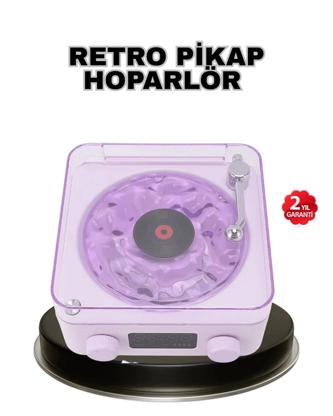 Projektör Işıklı Retro Hoparlör Bluetooth AUX USB Hafıza Kartlı 360° Sesli Şarjlı ürün görseli 1