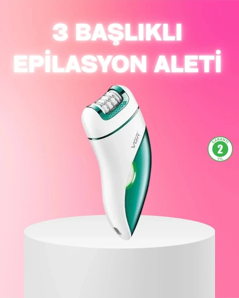 3 in 1 Epilatör Metal Başlıklı IPX5 Su Geçirmez 90 Dakika Şarjlı Epilasyon Cihazı ürün görseli 1