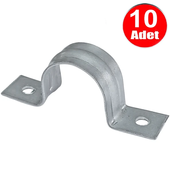 No:7 Çiftli Sac Kablo Kroşe 25mm Demir Köprü Metal Boru Tutma Bağlama Kelepçesi -10Adet ürün görseli 1