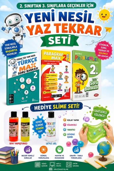 2.Sınıftan 3.Sınıfa Geçenler İçin Yeni Nesil Sorularla Yaz Tekrar Seti (Slime Set Hediyeli) ürün görseli 1