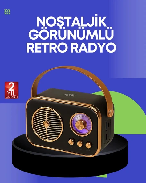 Klasik Retro Radyo – Bluetooth Destekli, FM Özellikli Şarjlı Hoparlör ürün görseli 1