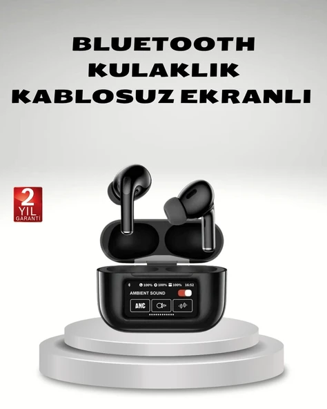 Aktif Gürültü Engelleme (ANC) Kablosuz Bluetooth Kulaklık – Dijital Ekranlı, Dokunmatik ve Uzun Pil Ömürlü ürün görseli 1