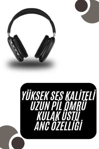 Kulak Üstü Kablosuz Bluetooth Kulaklık Yumuşak Süngerli SD Kart Girişli ürün görseli 1