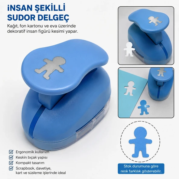 Südor İnsan Şekilli Şekilli Delgeç Orta Boy Fon Kartonu Kağıt Eva Delgeç |Scrapbook Hobi Delgeci ürün görseli 1