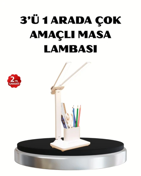 Kalemlik ve Telefon Standlı Masa Lambası – Kısılabilir LED Işık, Göz Dostu Tasarım ürün görseli 1