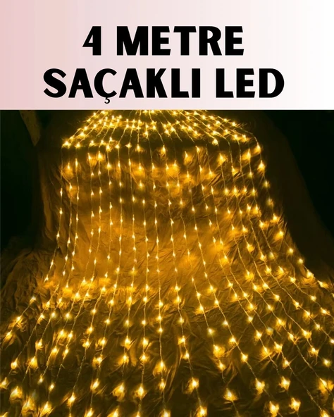 4 Metre Icicle Şelale Led Yılbaşı Perde Işık Sıcak Ambiyans ürün görseli 1