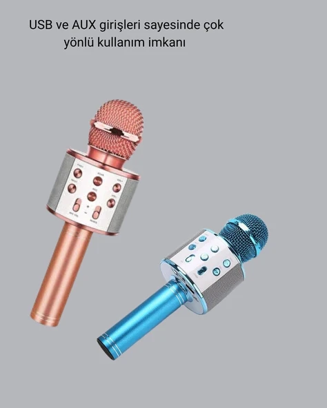 Kablosuz Bluetooth Karaoke Mikrofon  Yankı Efektli - Resim 3