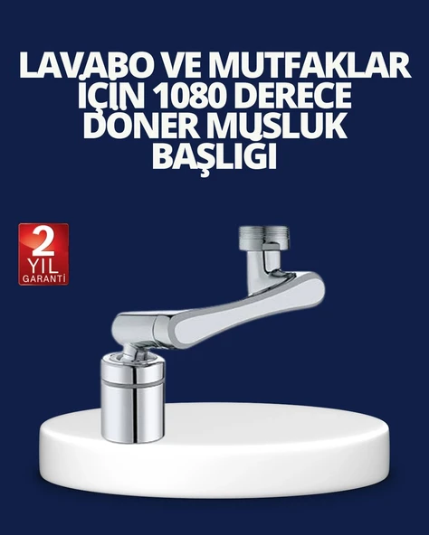 Esnek 1080° Musluk Başlığı 3 Eklemli Hareketli Su Modlu Lavabo Aparatı ürün görseli 1