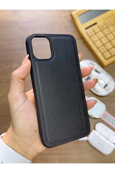 İPhone 11 Pro Max Uyumlu Premium Deri Dokulu Darbelere Karşı Dayanıklı Nazal Silikon Kılıf ürün görseli 1