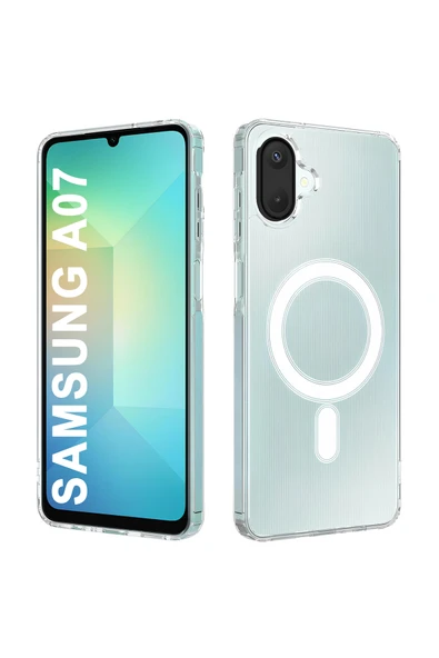 Samsung Galaxy A07 Kılıf Magsafe Aksesuar Destekli Şeffaf Darbe Emici Kapak Kılıf ürün görseli 1