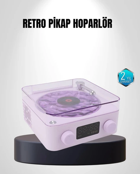 Bluetooth Retro Pikap Hoparlör 360 Derece Ses Projektörlü Gece Lambası Çok Fonksiyonlu ürün görseli 1