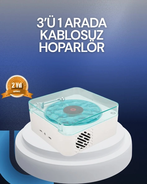 Bluetooth Hoparlör – 3-ü-1 Saatli Gece Lambası ve Vintage Tasarım ürün görseli 1