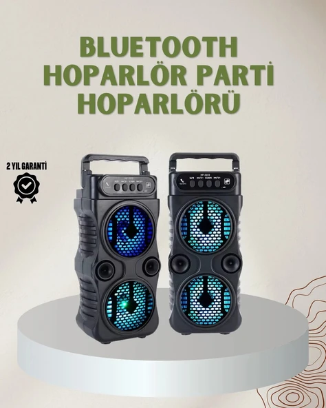 1200 mAh Şarjlı LED Işıklı Bluetooth Hoparlör – FM Radyolu, Hafıza Kart Destekli ürün görseli 1