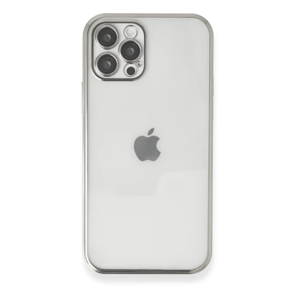İphone 12 Pro Kılıf Lensli Silikon - Gümüş ürün görseli 1