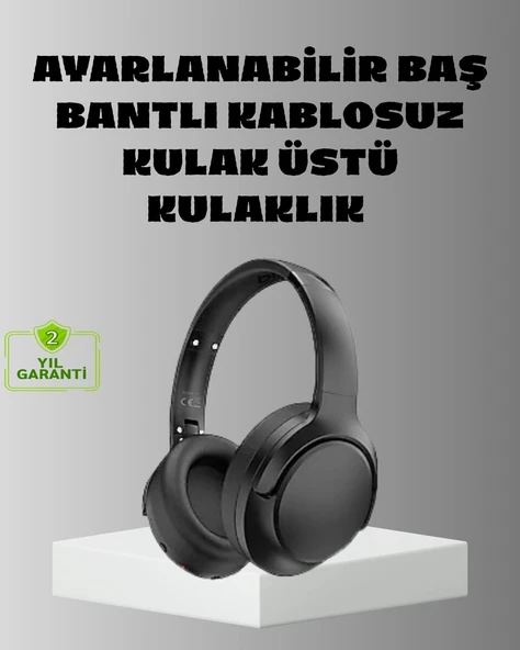 Siyah Kablosuz Bluetooth Kulaklık 300 mAh Hızlı Şarj Katlanabilir Pedli ürün görseli 1