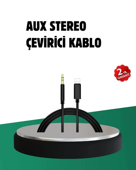 iPhone Uyumlu Lightning – 3.5mm Aux Adaptör Kablo Stereo Ses Aktarım ürün görseli 1