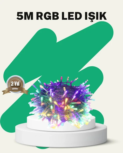 50’li LED Şeffaf Kablolu 5 m Aydınlatma Işık Süsleme Led ürün görseli 1