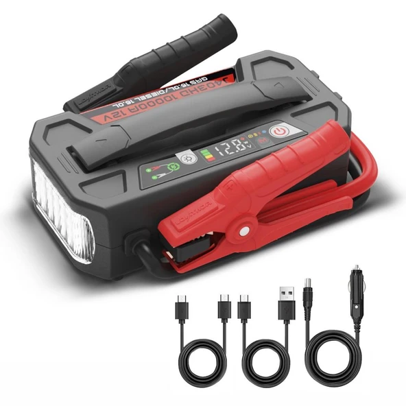 Lokithor J403HD 12V 10.000Amp Li-Polimer Akıllı Akü Takviye + Powerbank + Led Lamba ürün görseli 1